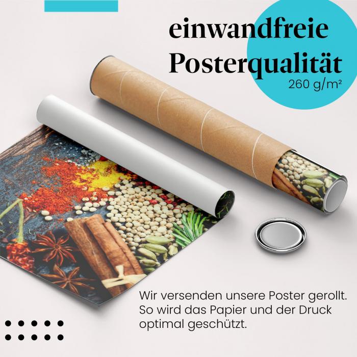 Gerolltes Poster "Gewürze, Kräuter", Mischung.