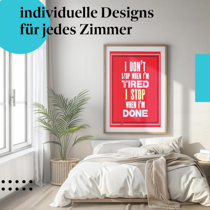 Motivationsposter: "Gib niemals auf - Erfolg braucht Ausdauer" - Inspiration & Stärke
