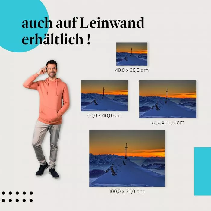 Sonnenuntergang am Gipfelkreuz: Alpen-Magie | Postereck 0018