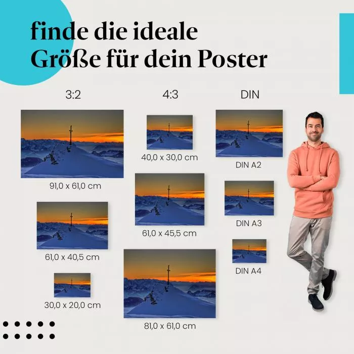 Sonnenuntergang am Gipfelkreuz: Alpen-Magie | Postereck 0018