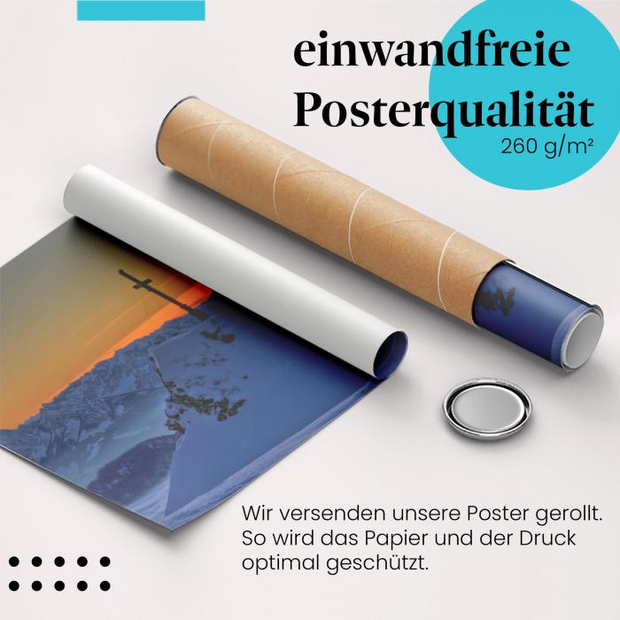 Preview: Sonnenuntergang am Gipfelkreuz: Alpen-Magie | Postereck 0018