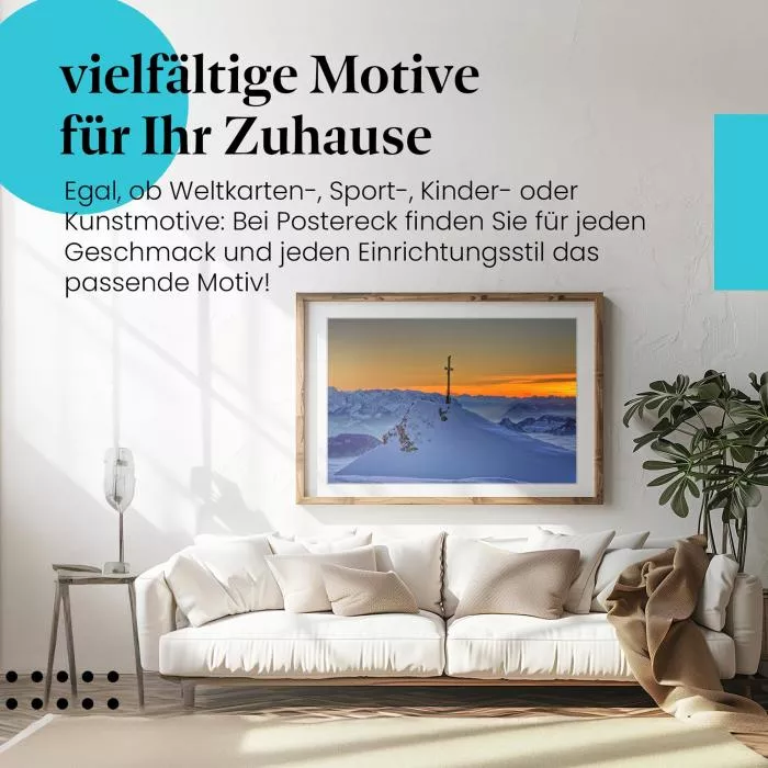 Sonnenuntergang am Gipfelkreuz: Alpen-Magie | Postereck 0018