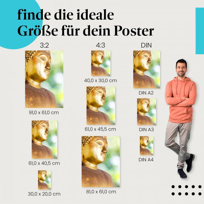 "Gelassenheit: Goldene Buddha-Statue": Poster - Frieden & Weisheit