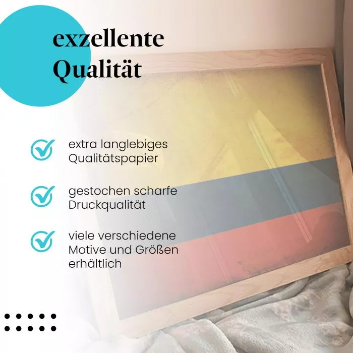  Kolumbien: Vintage Flagge im Grunge-Stil | Postereck 0301