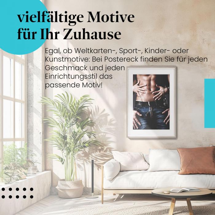 Preview: Titel: Leidenschaftliche Berührung: Hände auf Bauch | Postereck 0041