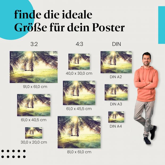 "Hängematte unter Palmen am Strand": Poster - Urlaub, Entspannung & Paradies