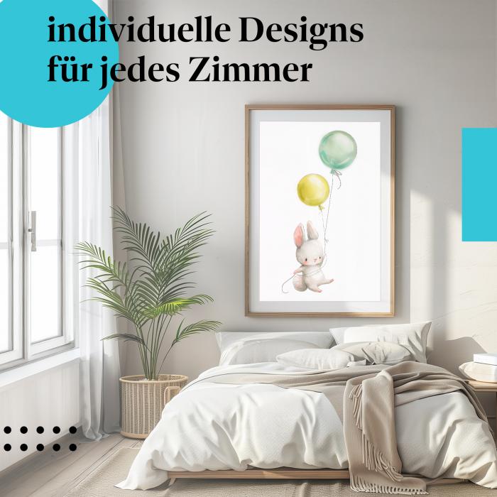 Schlafzimmer Deko: "Hase" Poster: Fröhlich & verspielt - perfekt fürs Schlafzimmer.
