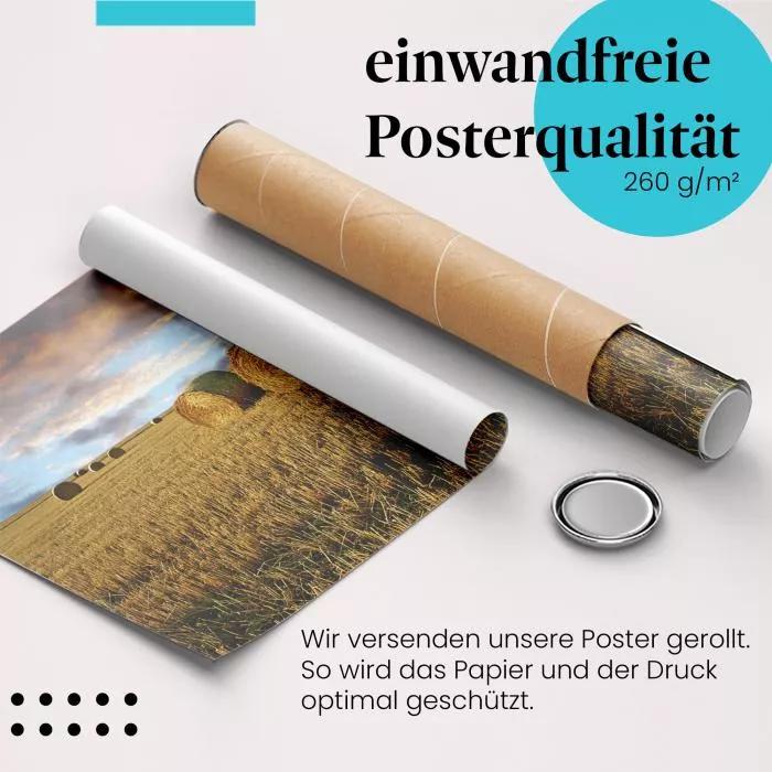 Goldene Heuballen: Ernte & Sonnenuntergang | Postereck 0546