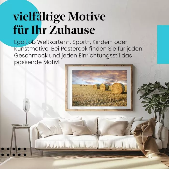 Goldene Heuballen: Ernte & Sonnenuntergang | Postereck 0546