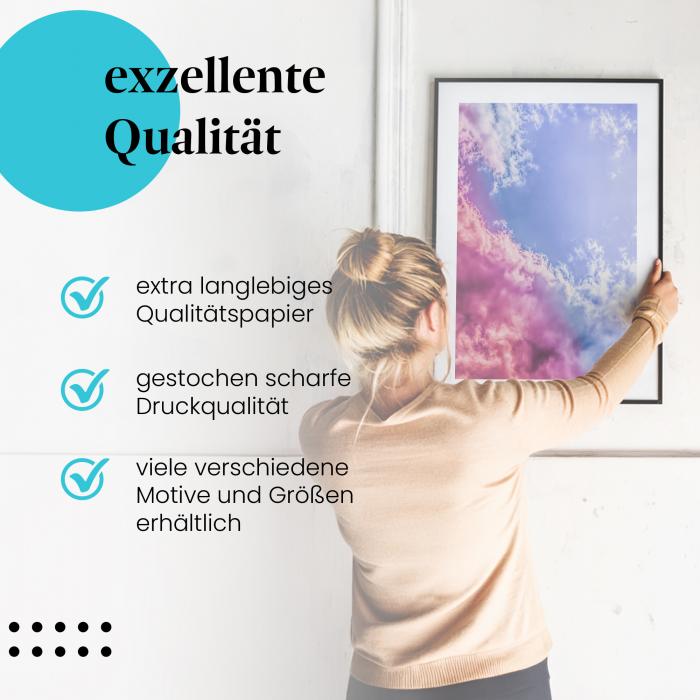 Gerahmtes Bild "Wolkenhimmel". Pink, lila, blau, dramatisch & schön.