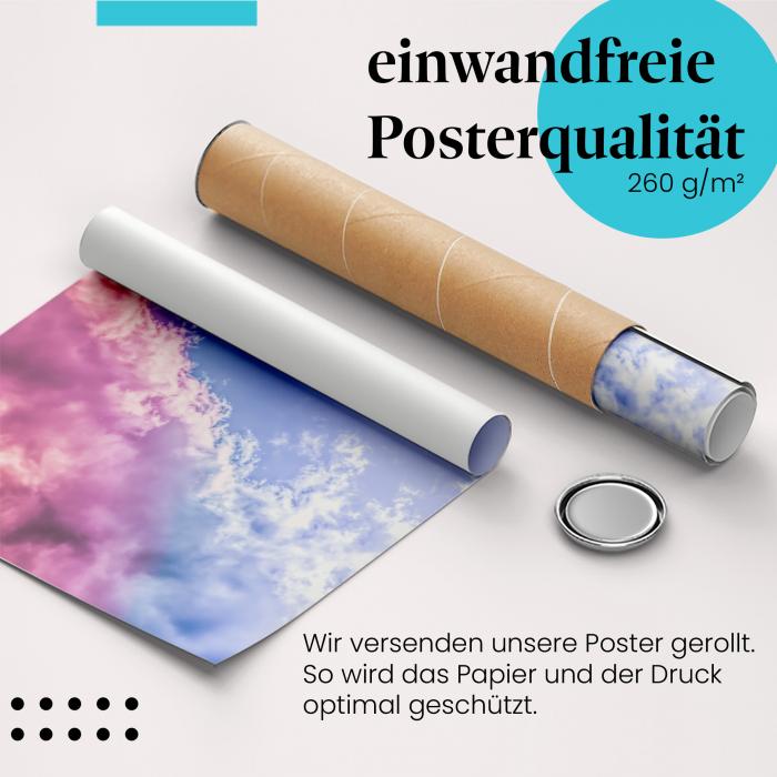 Gerolltes Poster "Wolkenhimmel". Farbenpracht am Himmel, sicher verpackt.