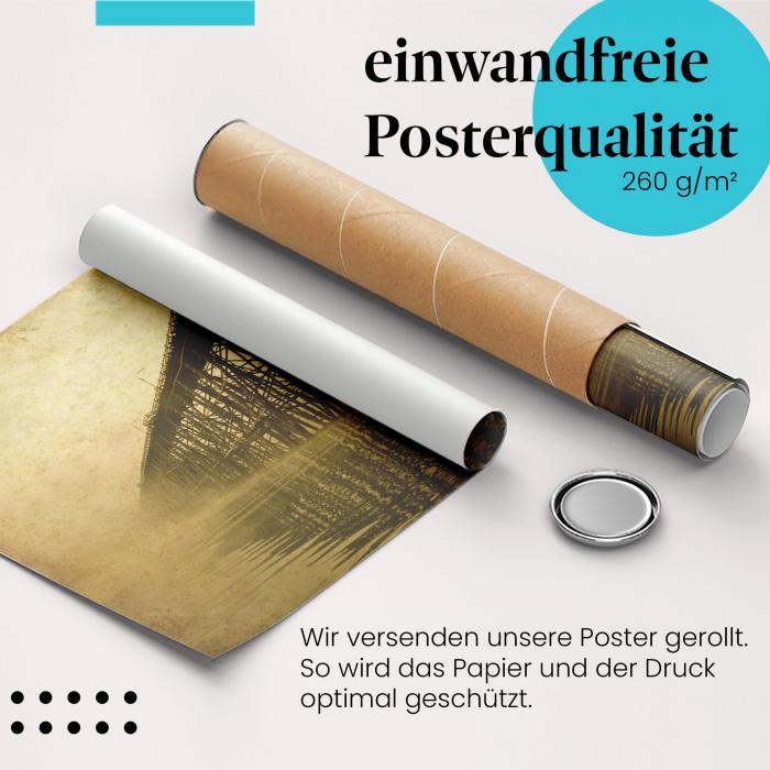 "Brücke im Nebel": Gerolltes Poster - mystische Stimmung.