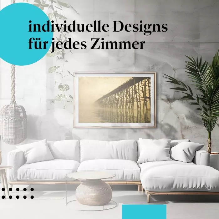 Mystische Brücke: Nebel & Fluss | Postereck 0813