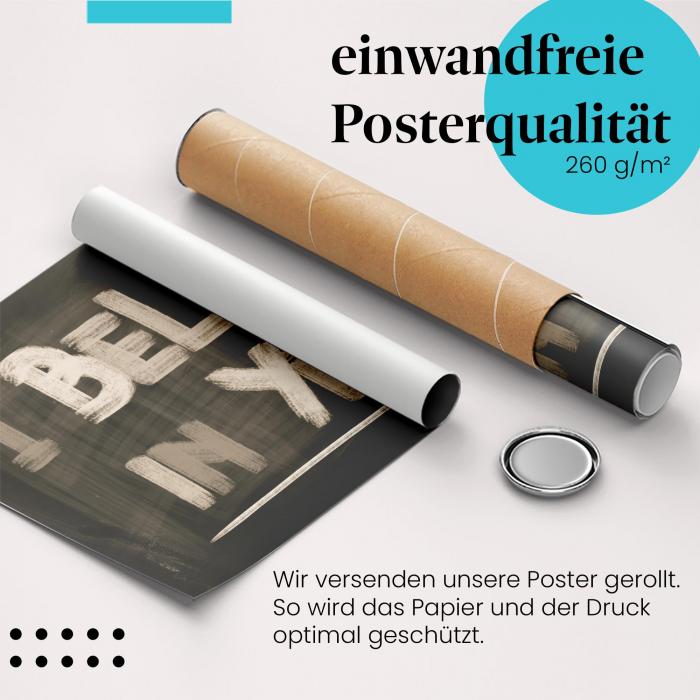 Gerolltes Poster "Ich glaube an dich", Kreidetafel.