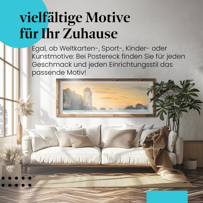 Leinwandbild "Felsformationen": Türkisblaues Meer, Sonnenuntergang - ein Paradies!