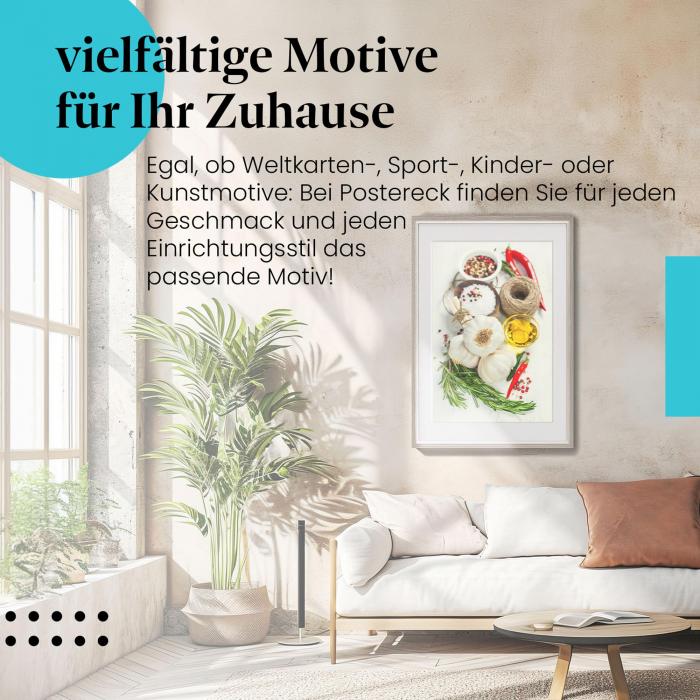 Stylisches Leinwandbild: Mediterrane Aromen: Frische Zutaten.
