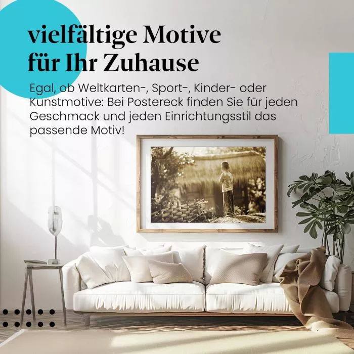 Sehnsüchtig: Junge blickt in die Ferne | Postereck 0095