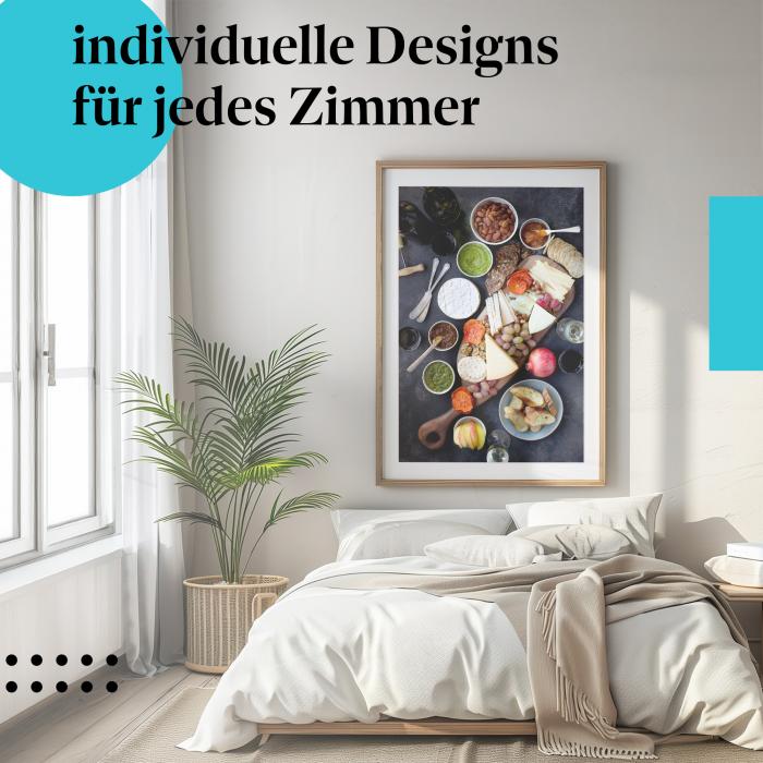 Schlafzimmer Deko: "Käseplatte" Poster: Ein Hauch von Genuss - perfekt für Ihre Küche.