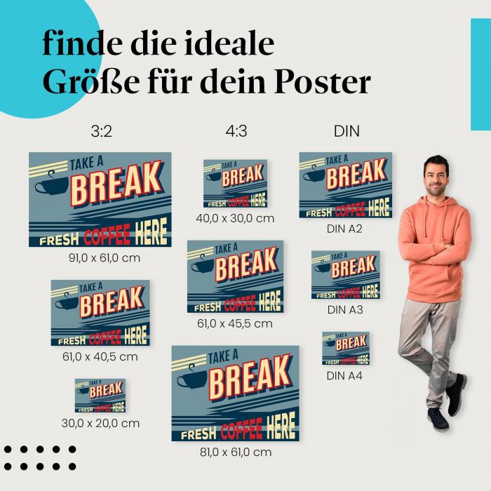 Genussvolle Kaffeepause: Kaffeeposter "Take a Break" im Retro-Look