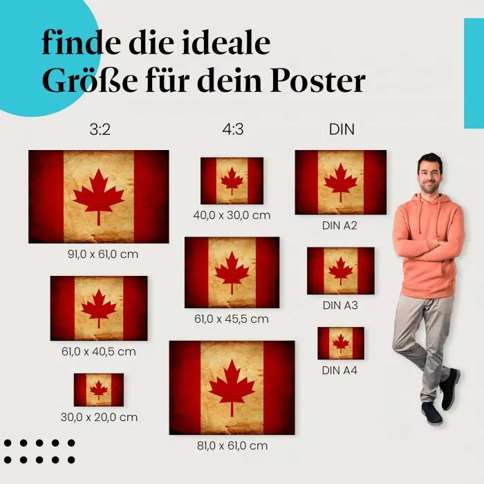  Kanada: Vintage Flagge im Grunge-Stil | Postereck 0280