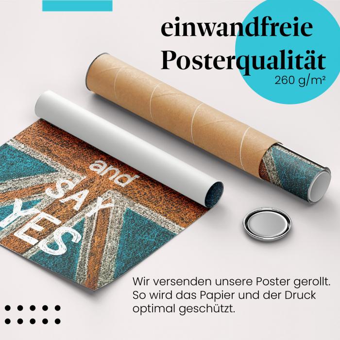Gerolltes Poster "Keep Calm and Say Yes". Motivation & Humor, sicher verpackt.