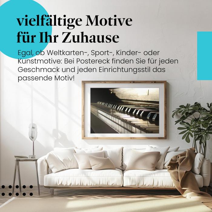 Stylisches Leinwandbild: Eleganz der Musik - Klaviertasten. Wanddeko für Musikliebhaber.