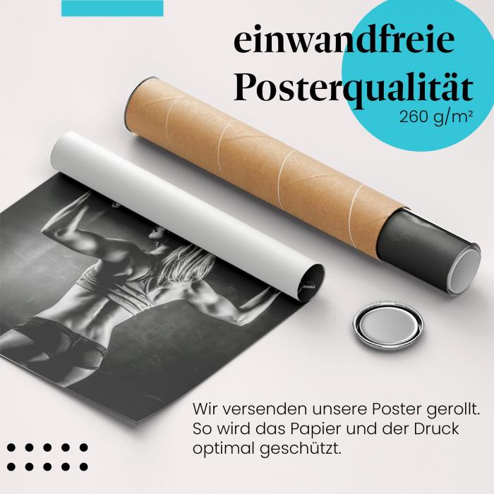 Gerolltes Poster "Krafttraining". Sport & Stärke, sicher verpackt.