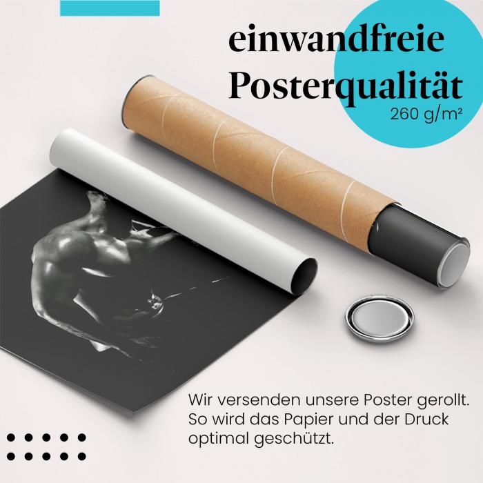 Gerolltes Poster "Krafttraining". Intensives Training, sicher verpackt.