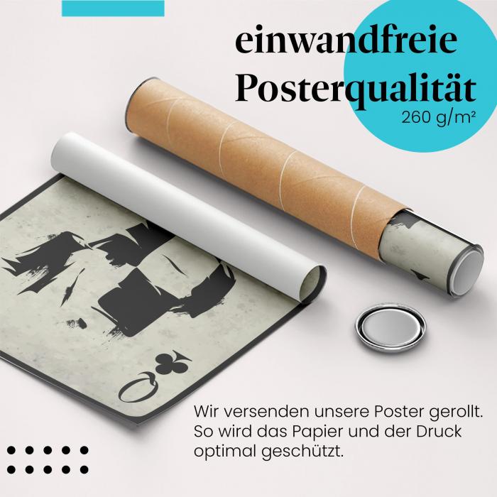 Gerolltes Poster "Kreuz Dame", Baskenmütze.
