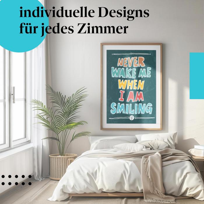 Gute Laune Poster: "Lächelnd durchs Leben" - Typografie Poster & Spruch