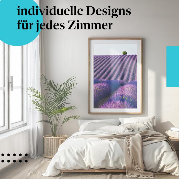 Schlafzimmer Deko: "Lavendelfeld" Poster: Entspannung & Duft - perfekt fürs Schlafzimmer.