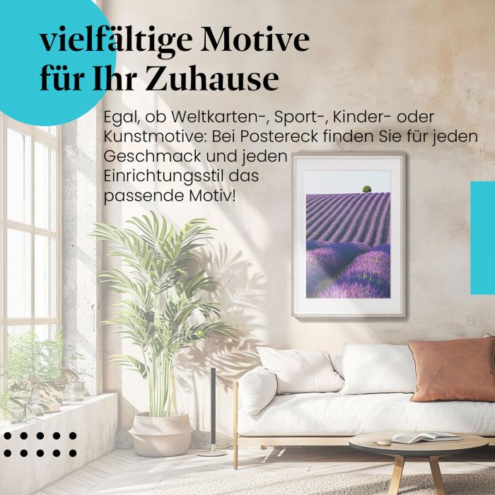 Leinwandbild "Lavendelfeld": Lila Blüten, Baum - provenzalisches Flair!