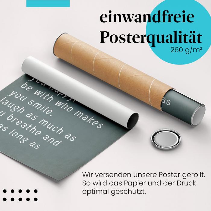 Gerolltes Poster "Lebensfreude" - Tipps für ein glückliches Leben, sicher verpackt.