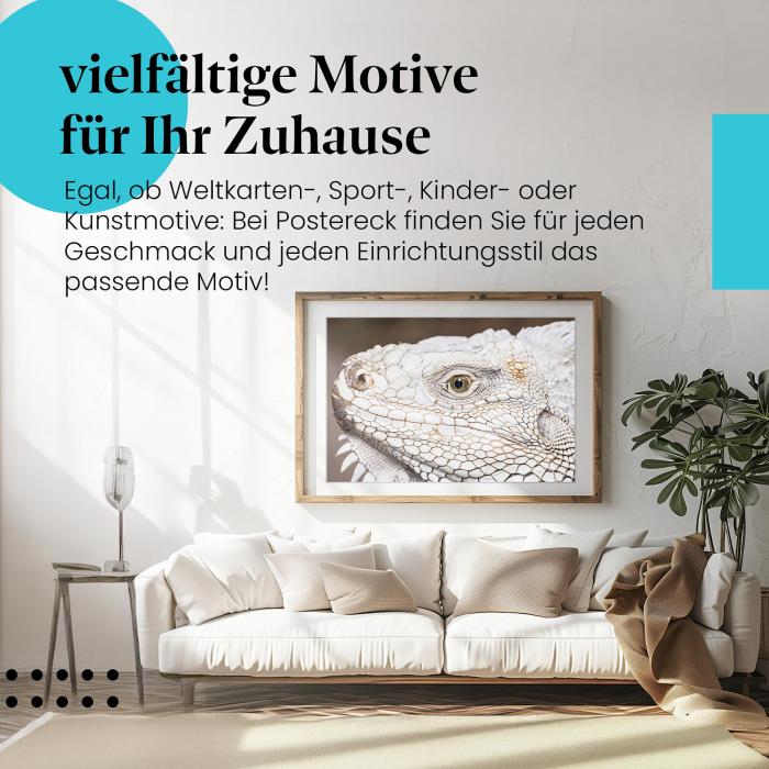 Leinwandbild "Leguan": Nahaufnahme, Schuppen, Auge - Blick in die Welt der Reptilien.