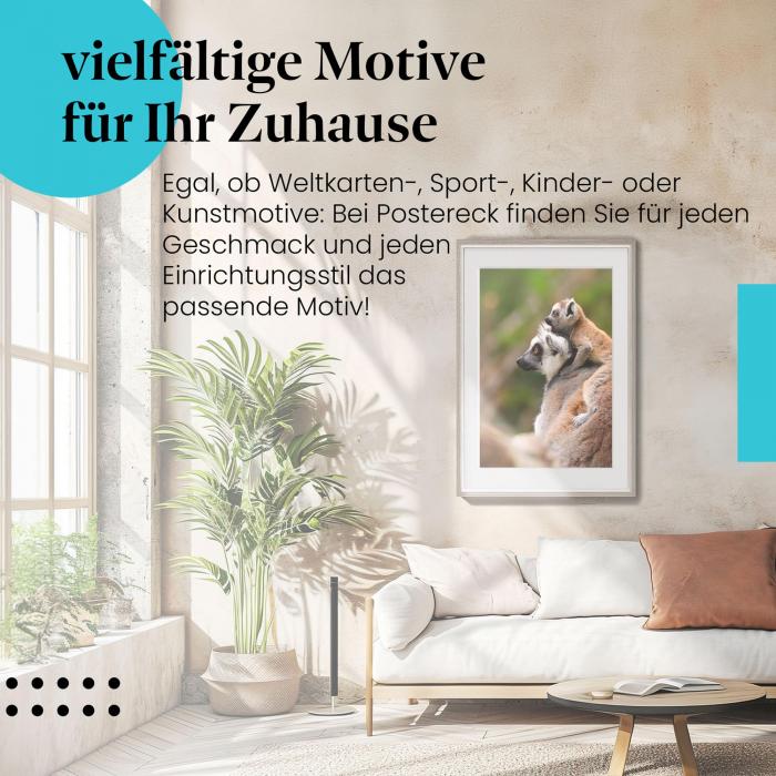 Leinwandbild "Lemuren": Mutter & Kind, Regenwald - ein berührendes Motiv.