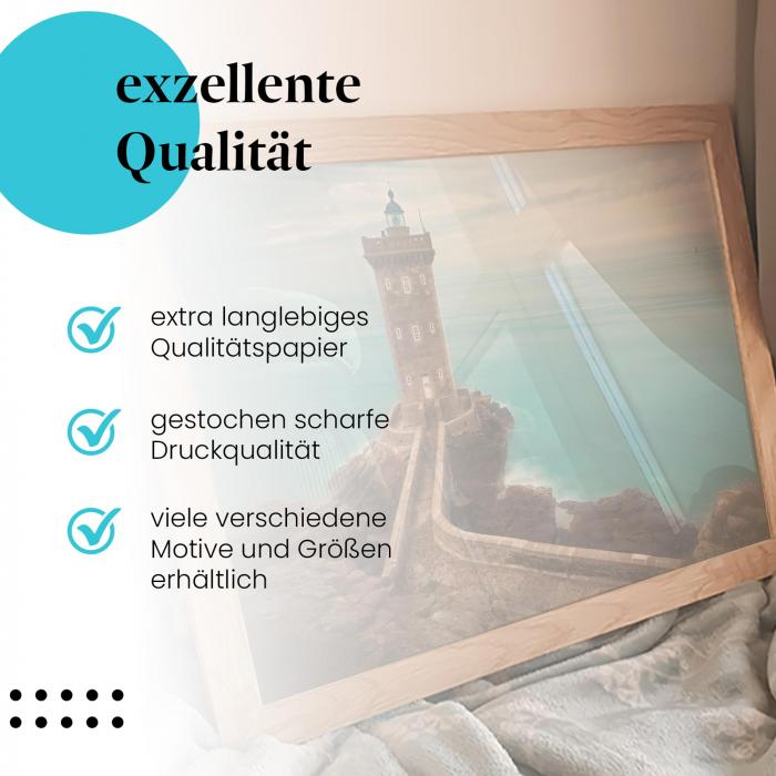 Preview: Felsenfest: Leuchtturm an der Küste | Postereck 1337