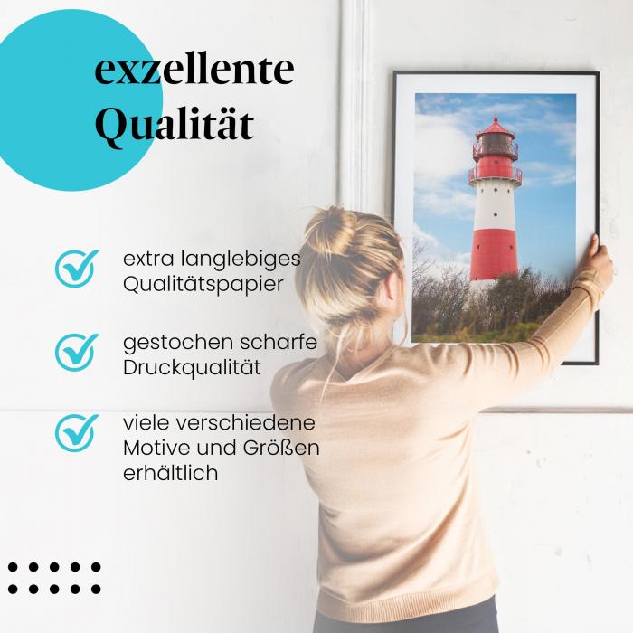 Preview: Leuchtturm: Rot-Weiß, Blauer Himmel | Postereck 1450