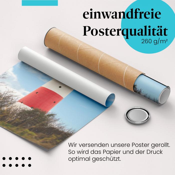 Preview: Leuchtturm: Rot-Weiß, Blauer Himmel | Postereck 1450