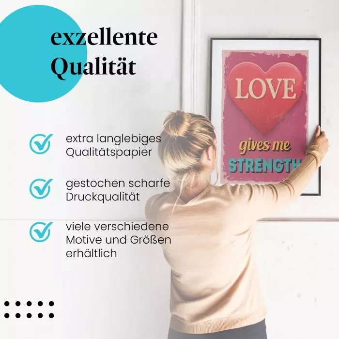 Liebe & Kraft: Romantisches Poster mit Herz | Postereck 0748