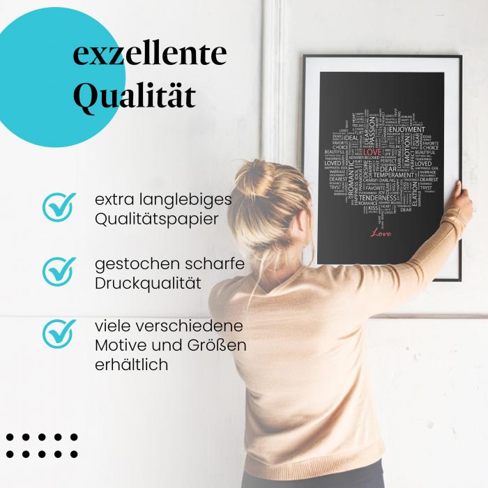 Gerahmtes Wandbild "Liebe in all ihren Facetten" in verschiedenen Größen.