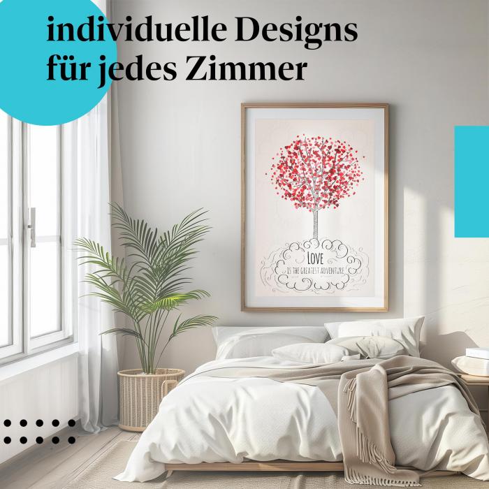 Schlafzimmer Deko: "Liebe" Poster: Für ein liebevolles Zuhause - perfekt fürs Schlafzimmer.