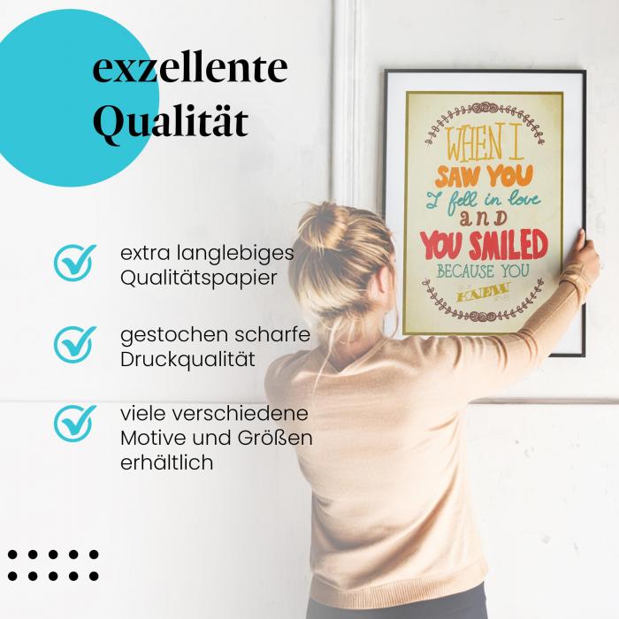 "Liebesbotschaft": Gerahmtes Wandbild mit Spruch.