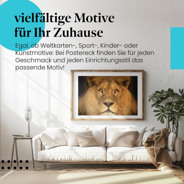 König der Tiere: Leinwandbild "Löwe" - kraftvoll & majestätisch in deinem Wohnzimmer.