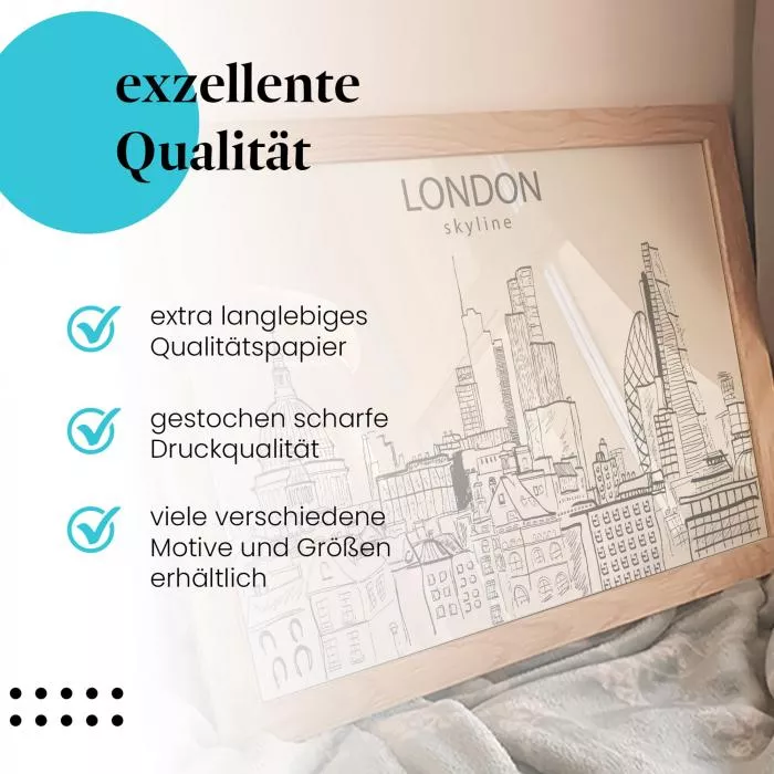 London Skyline: Zeichnung Wahrzeichen | Postereck 1014