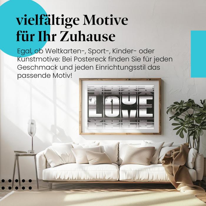 "Love" Leinwandbild: Zeitloses Design in schwarz-weiß und Retro-Optik.