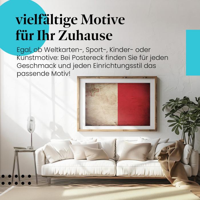 Preview:  Malta: Vintage Flagge, Tapferkeit & Georgskreuz | Postereck 0311