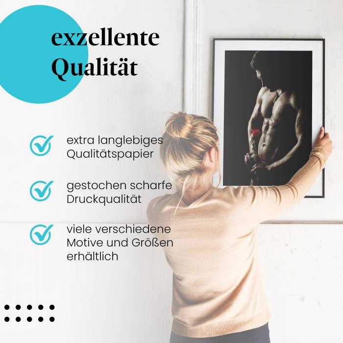 Preview: Romantische Stärke: Mann mit Rose | Postereck 1265