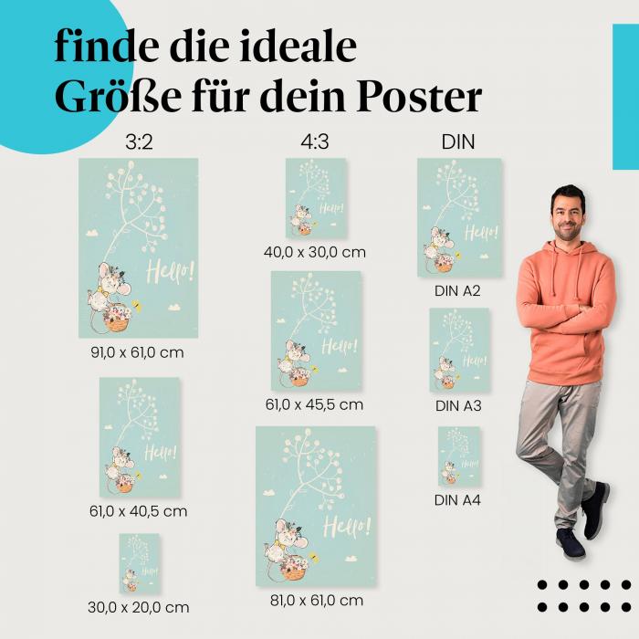 Maus, Poster: Schleife, Blumen, Frühling.