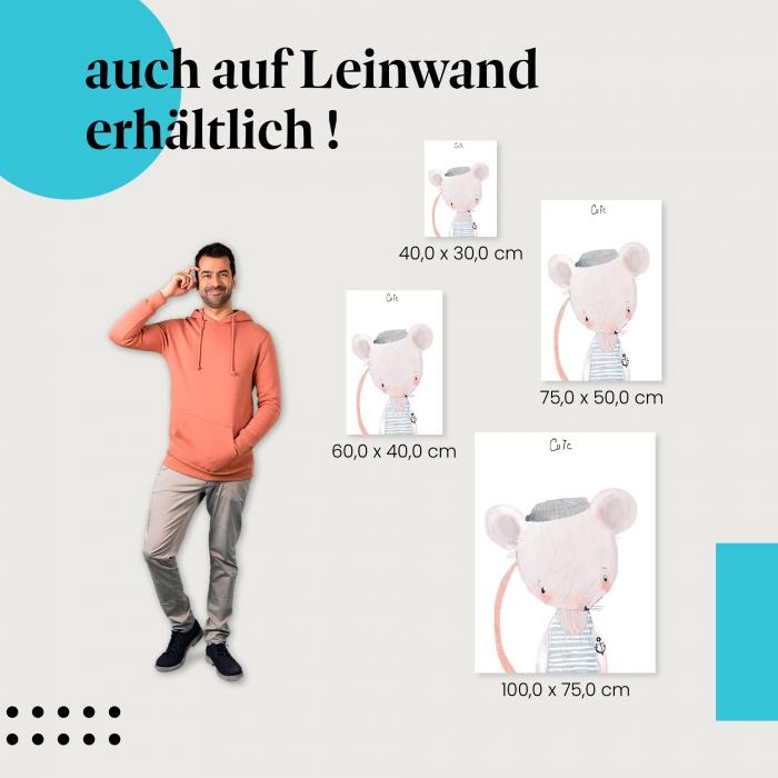 Maus: Leinwandbild. Matrosenmütze, Tattoo, cool.