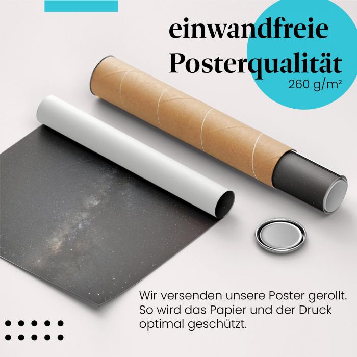 Gerolltes Poster "Milchstraße". Faszinierende Aufnahme des Nachthimmels.